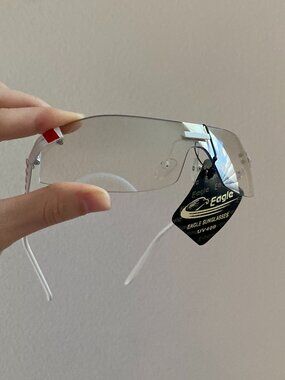 Eagle UV400 Rimless Wraparound Sunglasses – Light Grey Lens | NWT